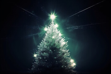 Wall Mural - Christmas Tree with Sparkling Lights, Perfect for Festive Décor and Greetings. Generative AI