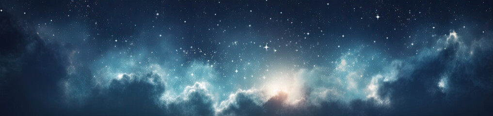 Wall Mural - Universe landscape panoramic view. Generative AI