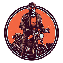 Wall Mural - Biker wearing leather jacket and sunglasses