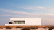 A modern minimalist white house in desert is comfortable and equipped