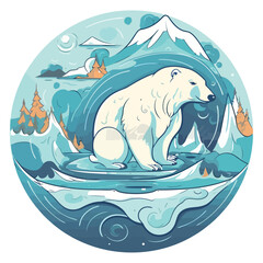 Wall Mural - Arctic landscape with polar bear