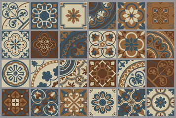 Wall Mural - Patterns of ceramics and Italian porcelain. Seamless geometric tiles and floors. vector illustratio