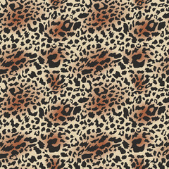 Wall Mural - Jaguar or leopard skin pattern, seamless texture. Cheetah animal print for textile design. Vector Illustration