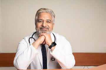 Wall Mural - Indian doctor in uniform with stethoscope at hospital