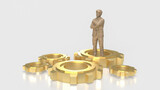 Fototapeta Do przedpokoju - The Business man and gold gears  3d rendering