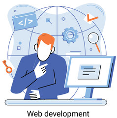 Wall Mural - web development metaphor, coding and programming responsive layout internet site or app of devices. 