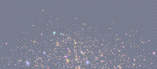 Wall Mural - bokeh light effect with lots of shiny shimmering particles isolated on transparent background. glitt