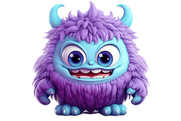 Cute Monster Isolated on Transparent Background. Generative AI