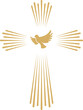 Cross with the dove. Church emblem template. Vector design element.