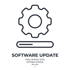 Wall Mural - software update editable stroke outline icon isolated on white background flat vector illustration. 