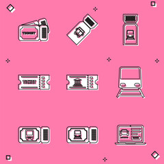 Sticker - Set Ticket, Bus ticket, Train, Museum, and icon. Vector