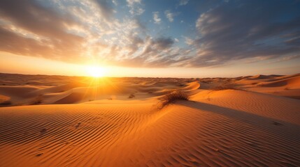 Desert dubai united arab emirates beautiful sky in the morning sunrise. Generative Ai