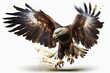 Eagle attacking on white background. Generative AI