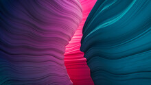 Abstract 3D Render With Organic, Undulating Forms. Trendy Pink And Blue Background.