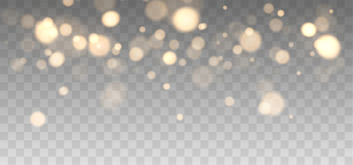 Aufkleber - Gold bokeh lights isolated. Vector background with gold sparkles
