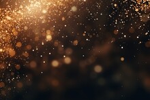 Shining Golden Particles Black Background Dark Backdrop Colorful Yellow Glitter Glowing Sparks Deep Space Texture Effects Falling Splashing Dusty Sand Glittering Blurred Abstract Visuals Imagination
