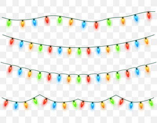 Aufkleber - Set of Christmas Lights garland. Colorful light bulbs for Xmas decoration