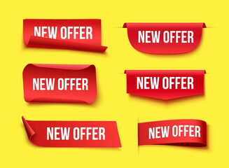 Wall Mural - new offer red tags on yellow background