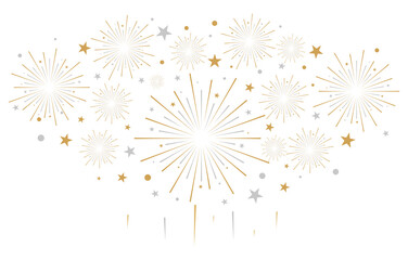 Wall Mural - gold fireworks vector background. festive explosion