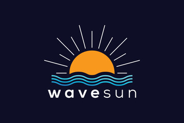 Sticker - Trendy Professional sun and wave logo design vector template