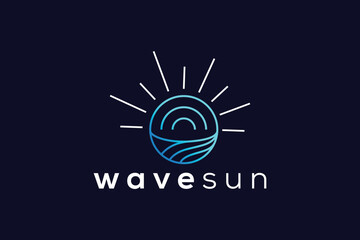 Sticker - Trendy Professional sun and wave logo design vector template