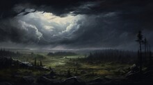  A Realistic Portrayal Of A Powerful Storm Brewing On The Horizon, Ai Generated.