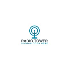 Sticker - Radio Signal Tower logo design template isolated on white background