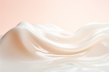 Wall Mural - Moisturizer flowing on light background, splash of hydrating face cream for skin rejuvenation