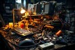 Untidy Table Technical Spare Parts in Chaos.AI