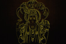 3d Neon Sign Bhagwan Vishnu Hindu God.