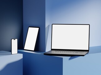 Wall Mural - Responsive Web Design and website Mockup, Devices Mock up, Smartphone desktop tablet laptop template Mockup