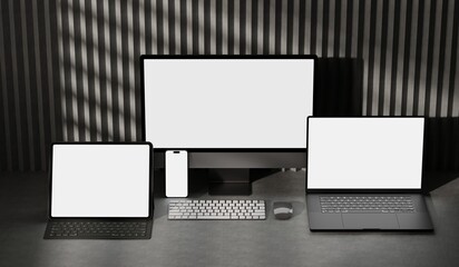 Responsive Web Design and website Mockup, Devices Mock up, Smartphone desktop tablet laptop template Mockup