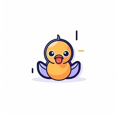 Portrait of Duck cute animal icon. Line style character avatar. Generative AI