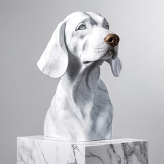 Wall Mural - Portrait of Beagle animal in marble sculpture style. Ancient statue of animal. Generative AI