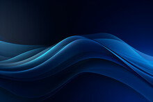 Abstract Dark Blue Wavy Wave Background With Lines Design, AI Generate