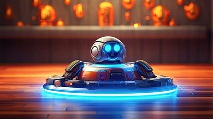 Wall Mural - Robot vacuum cleaner device. Futuristic colorful illustration. Generative AI