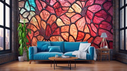 Wall Mural - A vibrant mosaic pattern with intricate details and a burst of colors. Colorful illustration art. Generative AI