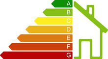 Housing Energy Efficiency Rating Certification System. Energy Class Concept With House And Consumption Bar. Graphic Certification System Element. Eco Chart