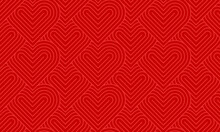 Modern And Minimalist Heart Pattern Background With Red Heart Lines. Printable Vector Container Background For Valentine's Day.