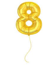 8 Number Golden Balloons 3D