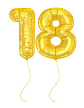 18 Number Golden Balloons 3D