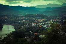 Luangprabang Town World Heritage Site Of Unesco In Northern Of Lao View From Wat Phathat Phusi