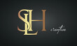 luxury letters SLH golden logo icon premium monogram, creative royal logo design