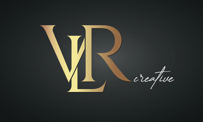 Wall Mural - luxury letters VLR golden logo icon premium monogram, creative royal logo design