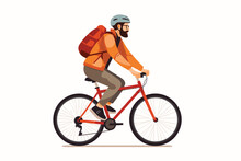 Man On Bicicle Vector Flat Minimalistic Isolated Illustration