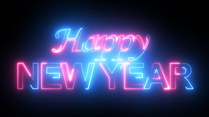 Happy New Year. Lettering text for Happy New Year. Happy New Year illustration with typography lettering  on dark background