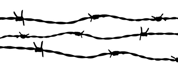Barbed wire background. Vector fence illustration isolated on white background