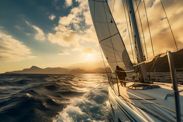 Canvas Print - A person sailing a boat and enjoying the sea