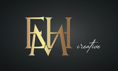 Wall Mural - luxury letters EMH golden logo icon premium monogram, creative royal logo design