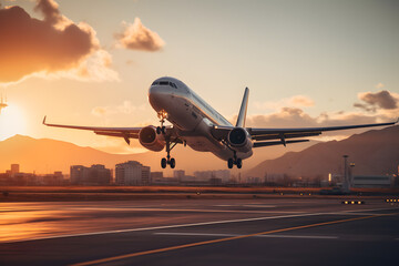 A plane taking off from an airport